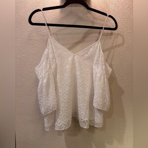 GUESS White Lace Cold-Shoulder Camisole Size Small